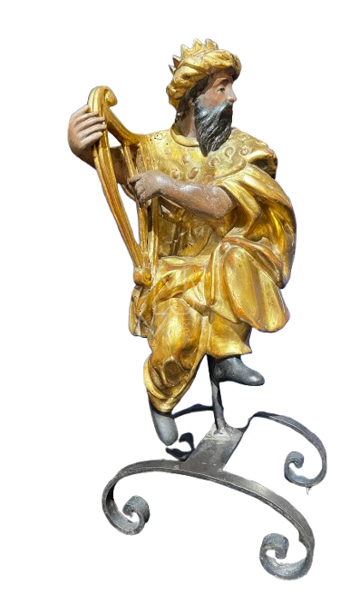 Gilt and Polychrome Wooden Statuette of King David Venetian School of a 16th-Century