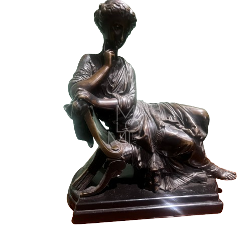 Scultura neoclassica in bronzo della scuola Moreau: l'idea pensosa