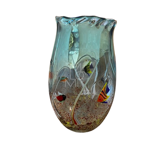 Vaso acquario sommerso in vetro di murano Ars Cenedese anni ottanta