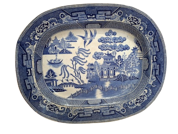 Oval earthenware serving platter
