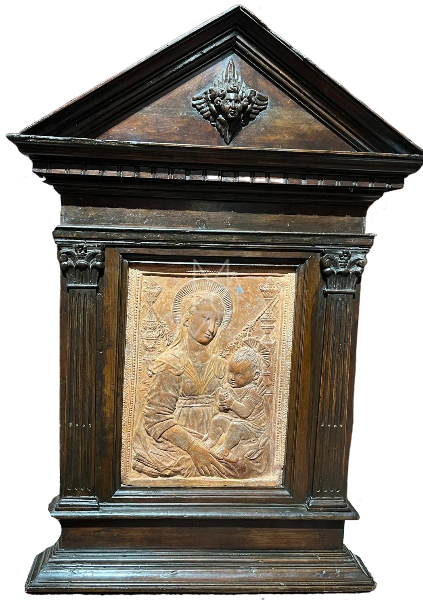 Madonna con bambino in terracotta ambito Antonio Rossellino