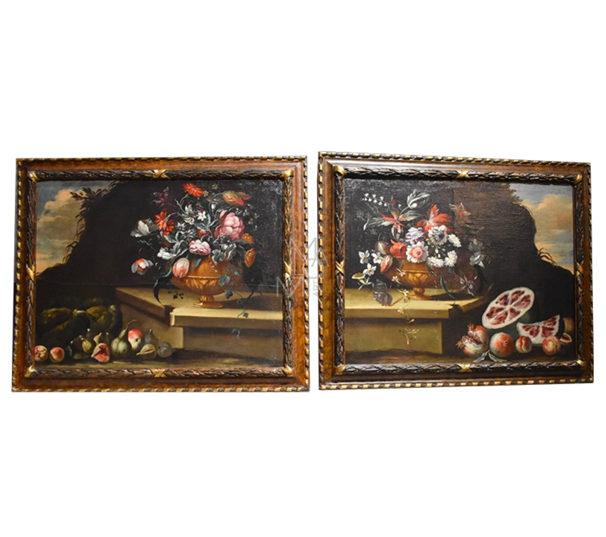 A pair of baroque still lifes by the Stanchi dei Fiori workshop: a study in composition, botany, and seventeenth-century framing