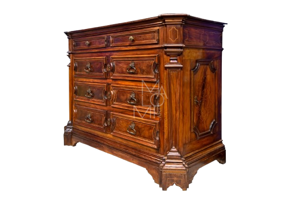 An Italian Seventeenth-Century Walnut Baroque Canterano with Concealed Side-Access Doors